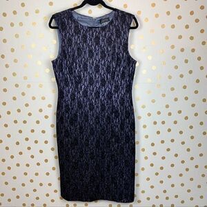 Tahari Sleeveless Floral Lace Glitter Dress 12